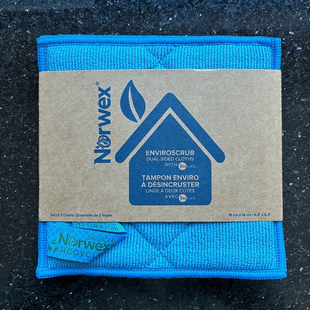 Norwex Enviroscrub dual-sided cloth, set of 3, brand new